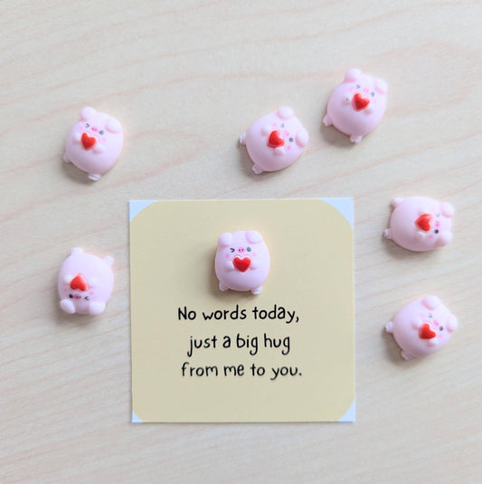 Big Hug Tiny Card - Mini Pig Holding Heart Comfort Gift
