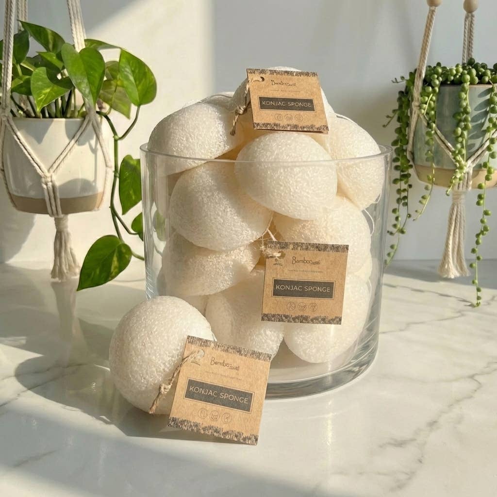 Natural Konjac Facial Cleansing Sponge | Faire Market