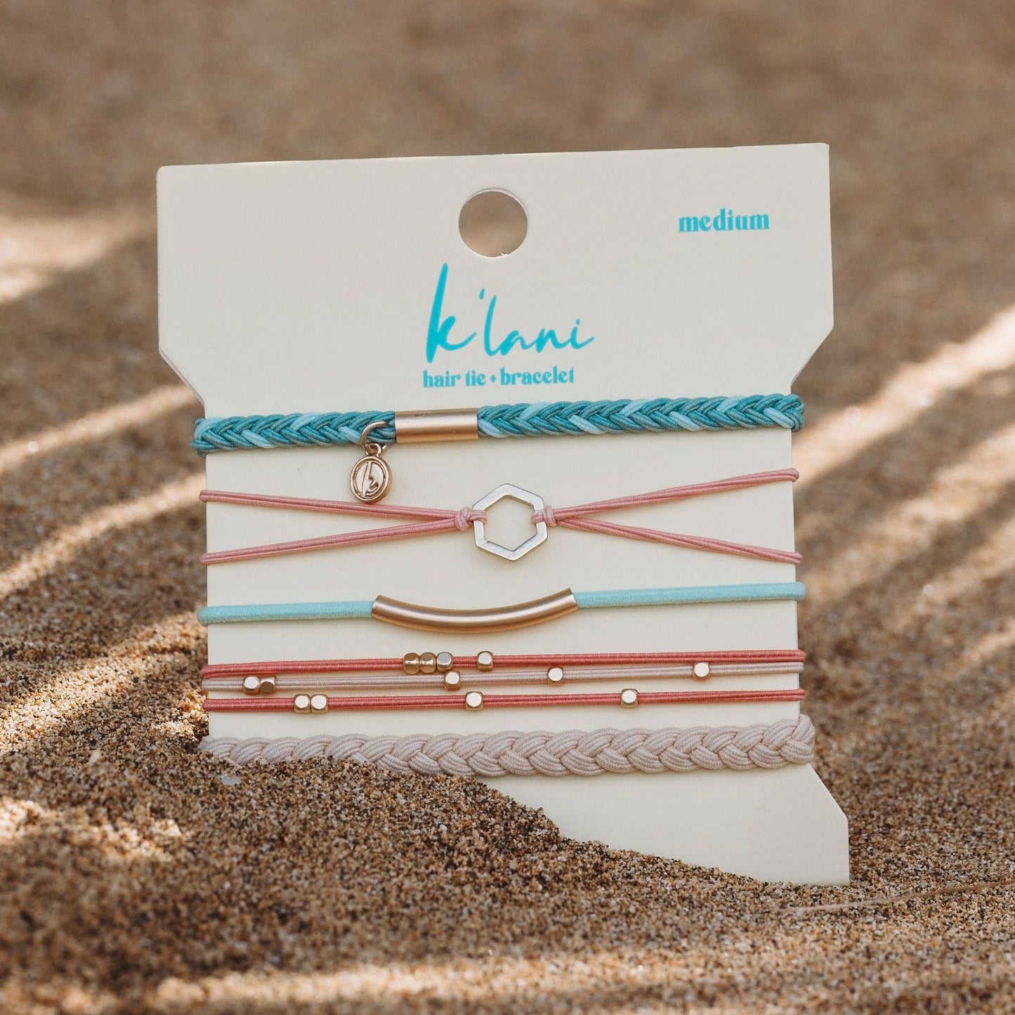 "Live" Gold Hexagon Hair Tie Bracelets