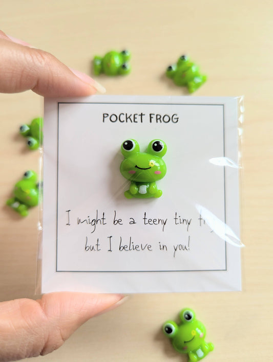 Pocket Frog Encouragement Card with Mini Figurine