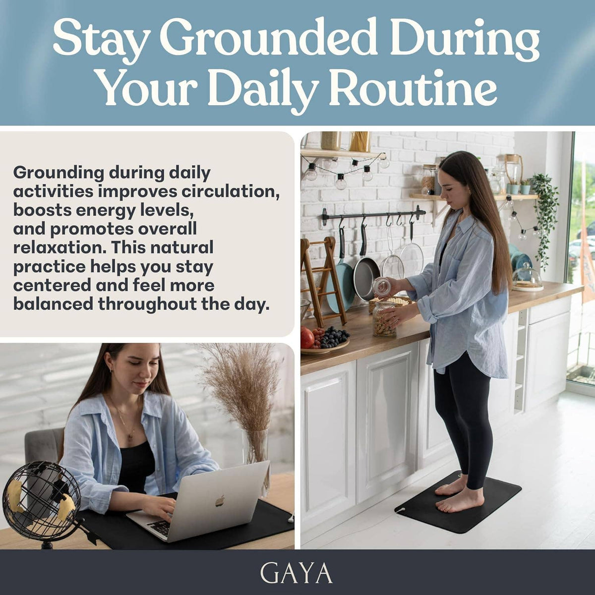 Grounding Mat - Improve Sleep & Reduce inflammation, Black