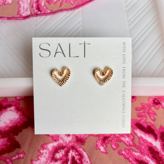 LACY HEART STUDS | 18k gold | dainty earrings