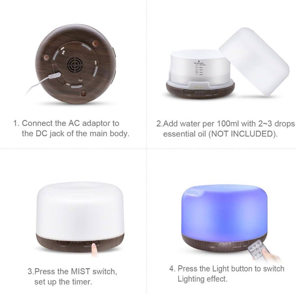 700ml Ultrasonic Home Diffuser, Dark Wood and White