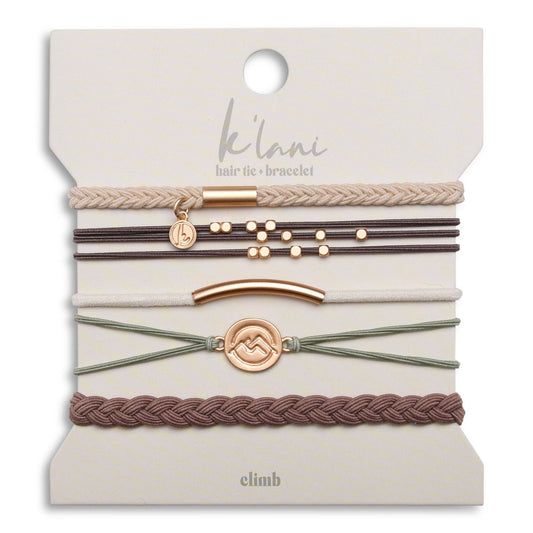 "Climb" Gold Mountain Peak Charm Hair Tie Bracelets