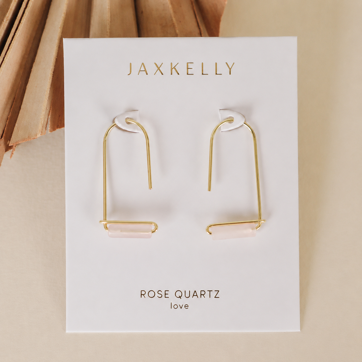 Drop - Rose Quartz - Gold Earrings