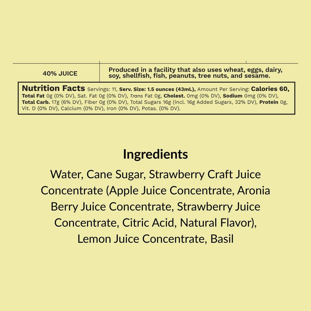 Strawberry & Basil Cocktail and Mocktail Mixer, 16 fl oz