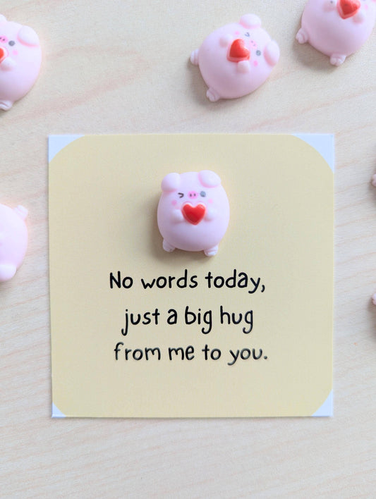 Big Hug Tiny Card - Mini Pig Holding Heart Comfort Gift